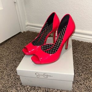 Jessica Simpson Hot Fuchsia Josette Peep Toe Heels